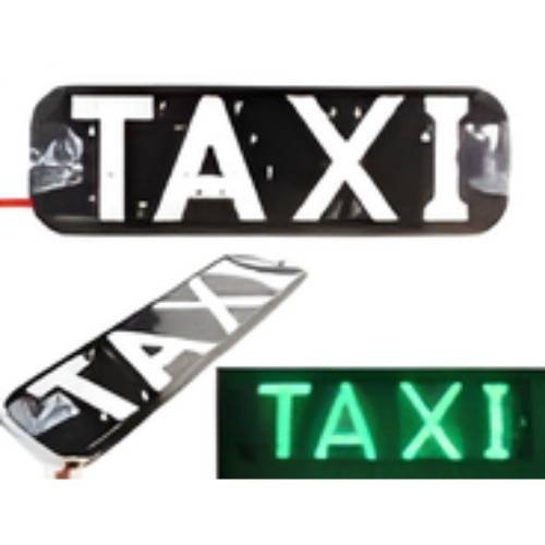 TX582_GN PLACA PARA TAXI SUJECIÓN CON CHUPÓN-LETRERO TAXI 19CM X 6.3CM X 1MM 12V VERDE (PZA)