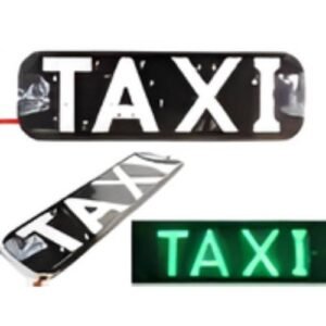 PLACA PARA TAXI SUJECIÓN CON CHUPÓN-LETRERO TAXI 19CM X 6.3CM X 1MM 12V VERDE ICE (PZA)