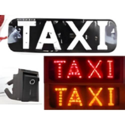 TX582_RDAM PLACA PARA TAXI SUJECIÓN CON CHUPÓN-LETRERO TAXI 19CM X 6.3CM X 1MM 12V ROJO/AMBAR (PZA)