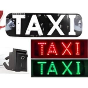 PLACA PARA TAXI SUJECIÓN CON CHUPÓN-LETRERO TAXI 19CM X 6.3CM X 1MM 12V ROJO/VERDE (PZA)