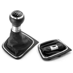 PERILLA DE PIEL - VW GOLF VI MK5/MK6 (2005-2014) 5/6 VELOCIDADES CROMADO (PZA)