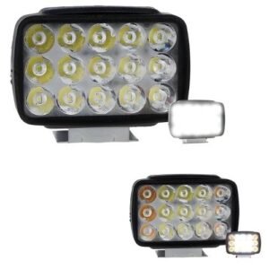 FARO DE 15 LEDS FUNCIONES LUZ FIJA Y ESTROBO 12V LATERALES DE COLOR TIPO CODIGO AMBAR/AMBAR (PZA)