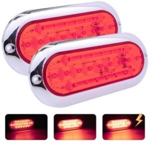 PLAFON 30 LEDS BASE CROMADA 12V/24V / FIJO Y ESTROBO / ROJO (PZA)