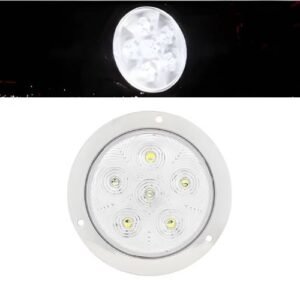 PLAFON UNIVERSAL REDONDO 12 LEDS  BASE CROMADA 12V/24V BLANCO (PZA)