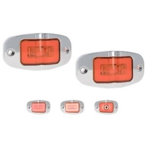 PLAFON UNIVERSAL LATERAL 9 LED CON LUZ GEL 12/24V ROJO CON BICEL CROMADO (PAR)