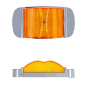 PLAFÓN UNIVERSAL LATERAL 14 LEDS 12V/24V CON MARCO CROMADO LUZ FRONTAL Y LATERAL AMBAR (PAR)