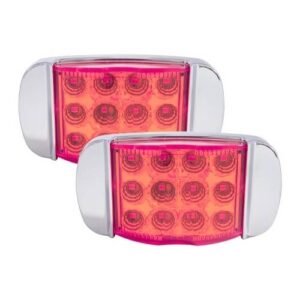 PLAFON UNIVERSAL LATERAL 12 LEDS 10 X 4.9 X 2.5CM 12/24V ROJO  CON BICEL CROMADO (PAR)