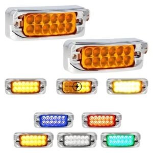 PLAFÓN UNIVERSAL LATERAL DE 12 LEDS CON VISERA AMBAR (PAR)