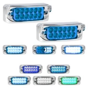 PLAFÓN UNIVERSAL LATERAL DE 12 LEDS CON VISERA AZUL (PAR)