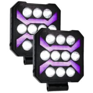 FARO CUADRADO DE LED ALTA INTENSIDAD CON DRL MORADO (PAR)
