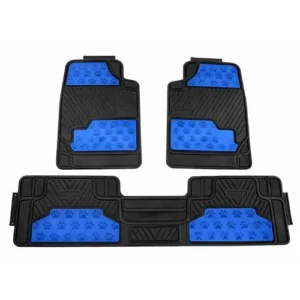 TAPETE GRUESO 3 PIEZAS NEGRO 5.47KG HUELLITAS AZUL (JUEGO)