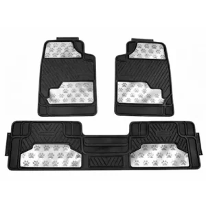 TAPETE GRUESO 3 PIEZAS NEGRO 5.47KG HUELLITAS CROMADO (JUEGO)