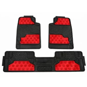 TAPETE GRUESO 3 PIEZAS NEGRO 5.47KG HUELLITAS ROJO (JUEGO)