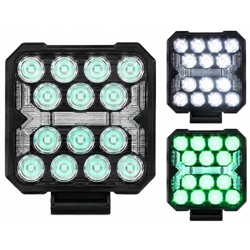 RENO90-G FARO CUADRADO DE LED ALTA INTENSIDAD CON DRL VERDE 12/24V (PAR)
