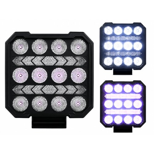 RENO92-P FARO CUADRADO DE LED ALTA INTENSIDAD CON DRL MORADO 12/24V (PAR)