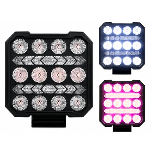 RENO92-PK FARO CUADRADO DE LED ALTA INTENSIDAD CON DRL ROSA 12/24V (PAR)