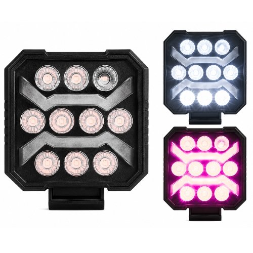 RENO95-PK FARO CUADRADO DE LED ALTA INTENSIDAD CON DRL ROSA 12/24V (PAR)