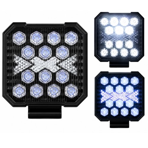 RENO97-B FARO CUADRADO DE LED ALTA INTENSIDAD CON DRL AZUL 12/24V (PAR)