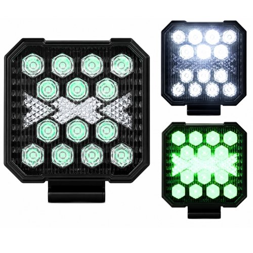RENO97-G FARO CUADRADO DE LED ALTA INTENSIDAD CON DRL VERDE 12/24V (PAR)
