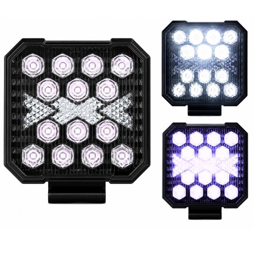 RENO97-P FARO CUADRADO DE LED ALTA INTENSIDAD CON DRL MORADO 12/24V (PAR)