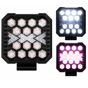 FARO CUADRADO DE LED ALTA INTENSIDAD CON DRL ROSA 12/24V (PAR)