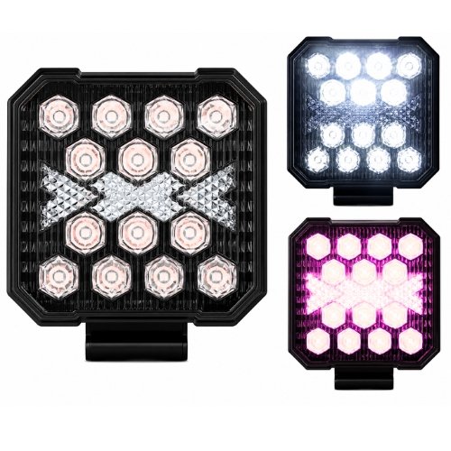RENO97-PK FARO CUADRADO DE LED ALTA INTENSIDAD CON DRL ROSA 12/24V (PAR)