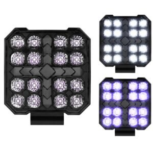 FARO CUADRADO DE LED ALTA INTENSIDAD CON DRL MORADO 12/24V (PAR)