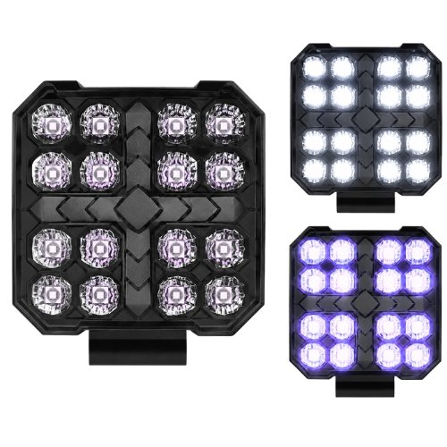 RENO98-P FARO CUADRADO DE LED ALTA INTENSIDAD CON DRL MORADO 12/24V (PAR)