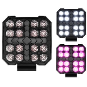 FARO CUADRADO DE LED ALTA INTENSIDAD CON DRL ROSA 12/24V (PAR)