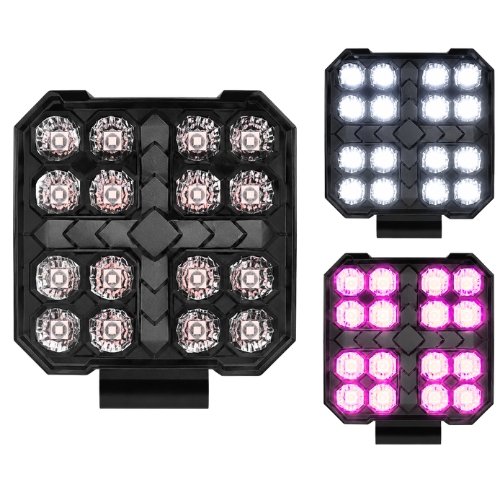 RENO98-PK FARO CUADRADO DE LED ALTA INTENSIDAD CON DRL ROSA 12/24V (PAR)