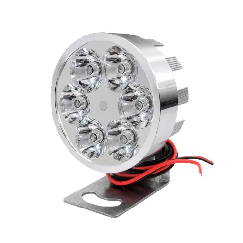 REDONDO C/ 6 HIPERLEDS DE 1W CARCASA PLATA C/ BICOLOR BLANCO AMBAR Y ESTROBO