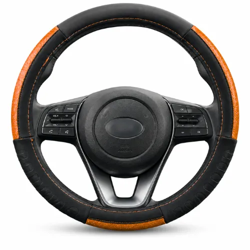FUNDA PARA VOLANTE  MEDIANA DE 38 CM CON PLACA BRILLANTE COLOR NARANJA