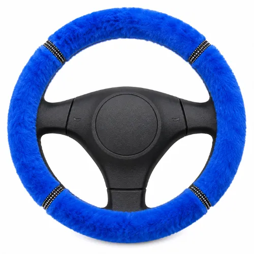 FUNDA PARA VOLANTE  MEDIANA DE 38 CM POLAR DE 4 SECCIONES COLOR AZUL