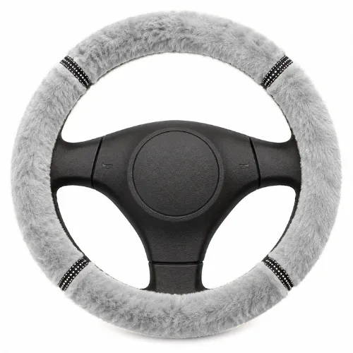 FUNDA PARA VOLANTE  MEDIANA DE 38 CM POLAR DE 4 SECCIONES COLOR GRIS