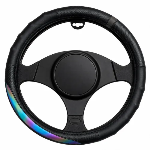 FUNDA PARA VOLANTE  MEDIANA DE 38 CM NEGRA CON SECCIÓN Y ANILLO TORNASOL