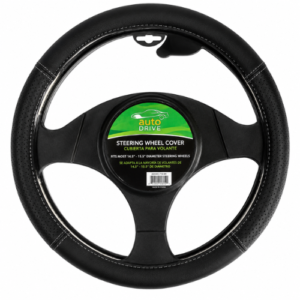 QXHT019_BK FUNDA DE VOLANTE AUTOMOTRIZ 100% PIEL GENUINA NEGRO