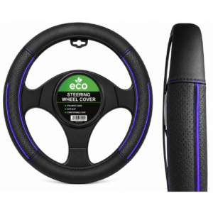 QXZY007_BK_BL FUNDA DE VOLANTE AUTOMOTRIZ 100% PIEL GENUINA NEGRO/AZUL