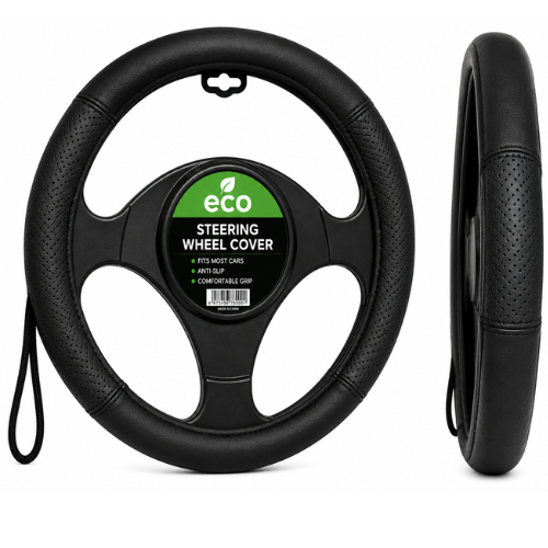 QXZY008_BK_BL FUNDA DE VOLANTE AUTOMOTRIZ 100% PIEL GENUINA NEGRO/AZUL