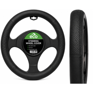 QXZY008_BK_RD FUNDA DE VOLANTE AUTOMOTRIZ 100% PIEL GENUINA NEGRO/ROJO
