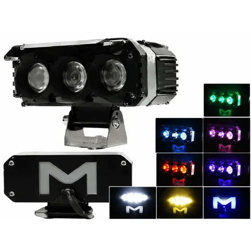 LUZ DE 3 LEDS BICOLOR CON DRL 7 COLORES LUZ FIJA Y ESTROBO 11X6.2X7.2CM 12/24V