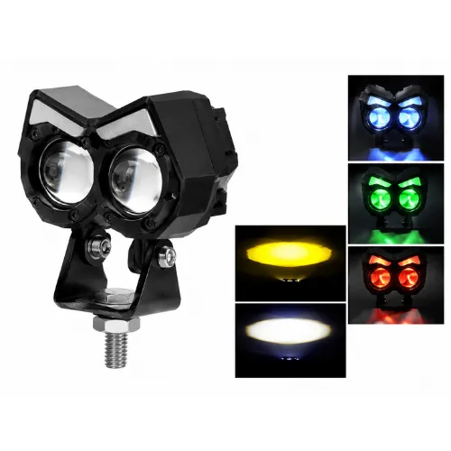 LUZ DE 2 LEDS BICOLOR CON DRL 7 COLORES LUZ FIJA Y ESTROBO 7.3X6.4X7.9CM 12/24V