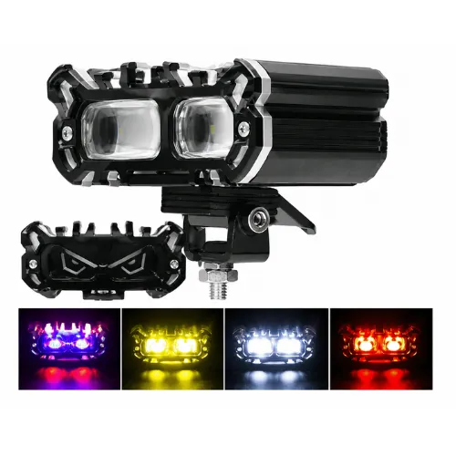 LUZ DE 2 LEDS BICOLOR CON DRL ROJO/AZUL LUZ FIJA Y ESTROBO 8.2X5X5.5CM 12/24V