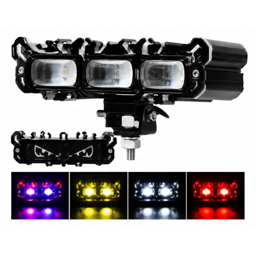 LUZ DE 3 LEDS BICOLOR CON DRL ROJO/AZUL LUZ FIJA Y ESTROBO 11.9X5.2X5.7CM 12/24V