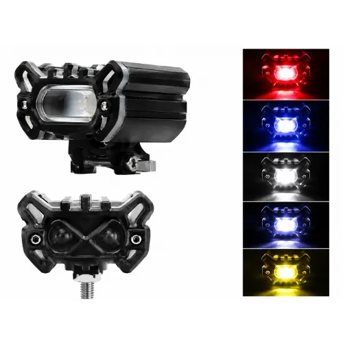 LUZ DE 1 LED BICOLOR CON DRL ROJO/AZUL LUZ FIJA Y ESTROBO 5.4X4.7X5.5CM 12/24V