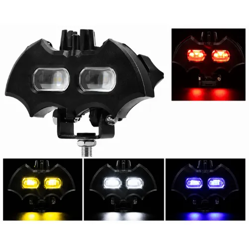 LUZ DE 2 LEDS BICOLOR CON DRL ROJO/AZUL LUZ FIJA Y ESTROBO 10X6.4X7.3CM 12/24V
