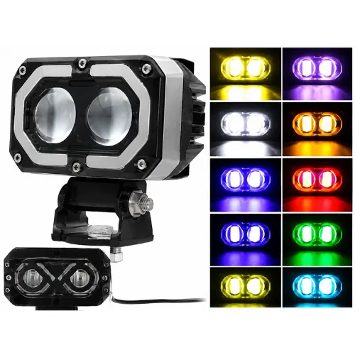U215-2 LUZ DE 2 LEDS BICOLOR CON DRL 7 COLORES LUZ FIJA Y ESTROBO 8.2X7X8.1CM 12/24V