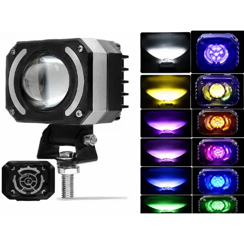 U215 LUZ DE 1 LED BICOLOR CON DRL 7 COLORES LUZ FIJA Y ESTROBO 7X7.3X8.2CM 12/24V