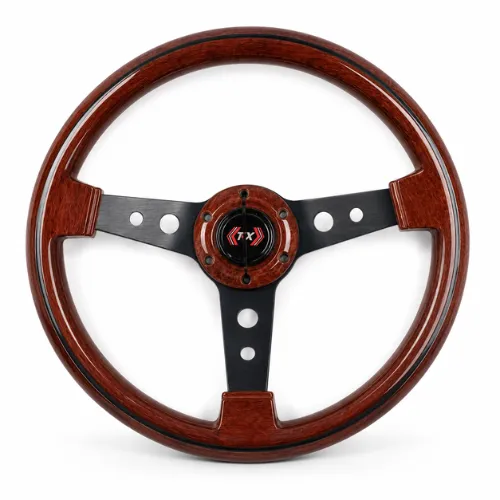VOLANTE AUTOMOTRIZ DEPORTIVO CON 3 BRAZOS 34 CM MADERA