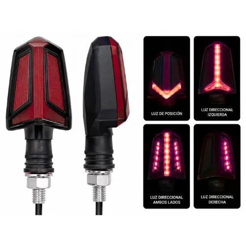 LUZ LED DIRECCIONAL UNIVERSAL PARA MOTOCICLETA ROJO