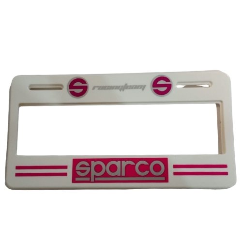 ser- Sparco letras plata PORTA PLACA SERIGRAFIADO (PAR)